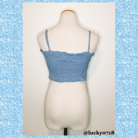 Lovers + Friends EUC Blue Monaco Smocked Top XS - Picture 6 of 8
